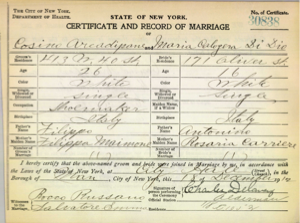 NYC marriage certificate