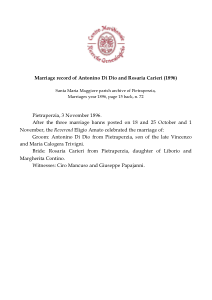 Marriage record of Di Dio and Carieri