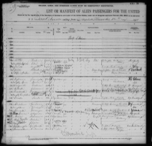 Ship manifest for Maria Calogera Di Dio
