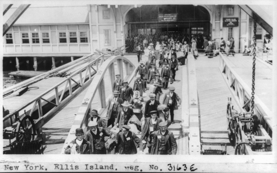 Ellis Island immigration station, New York Harbor, early 1900s